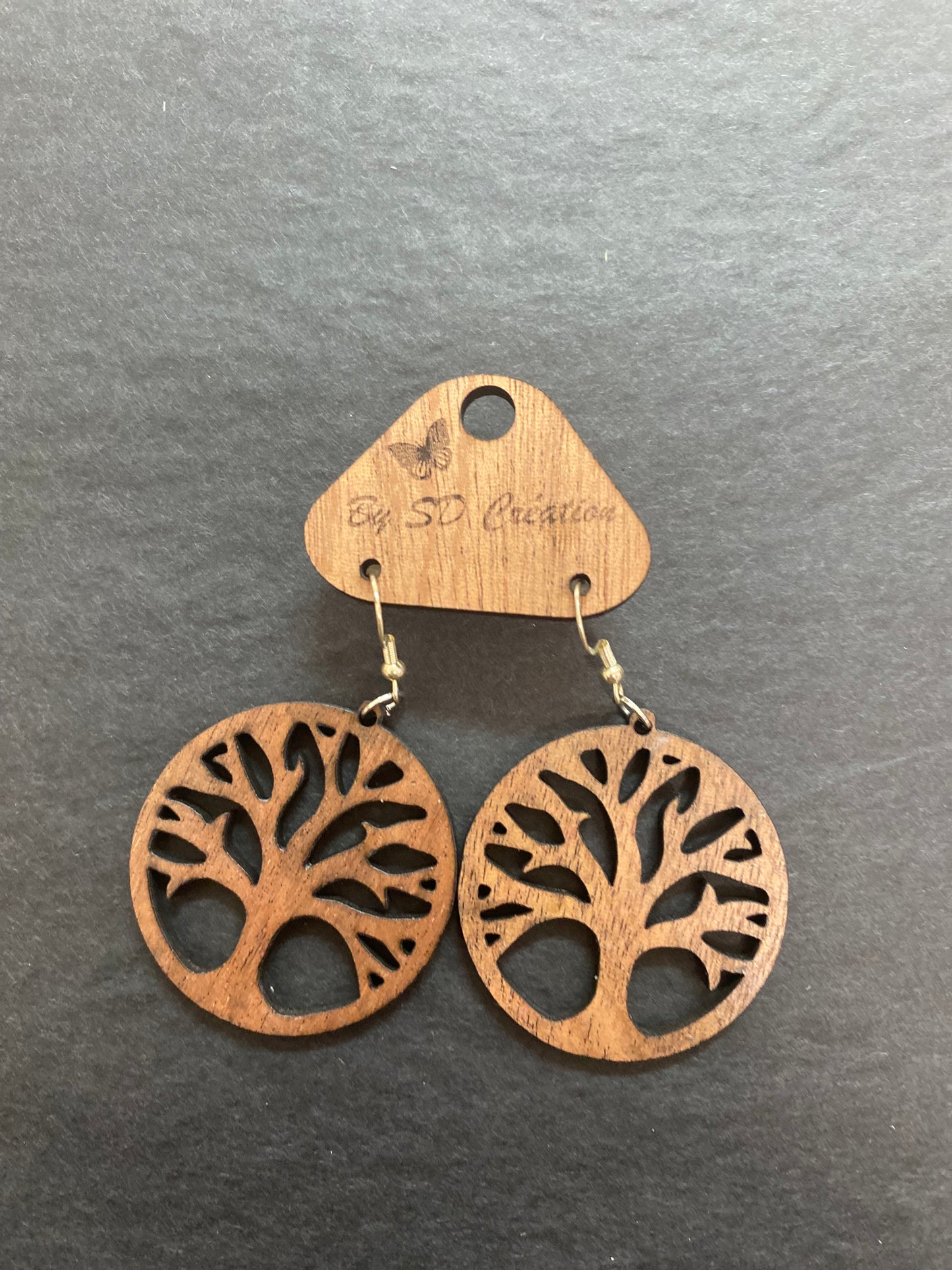 Boucle d'oreilles bois Arbre de Vie